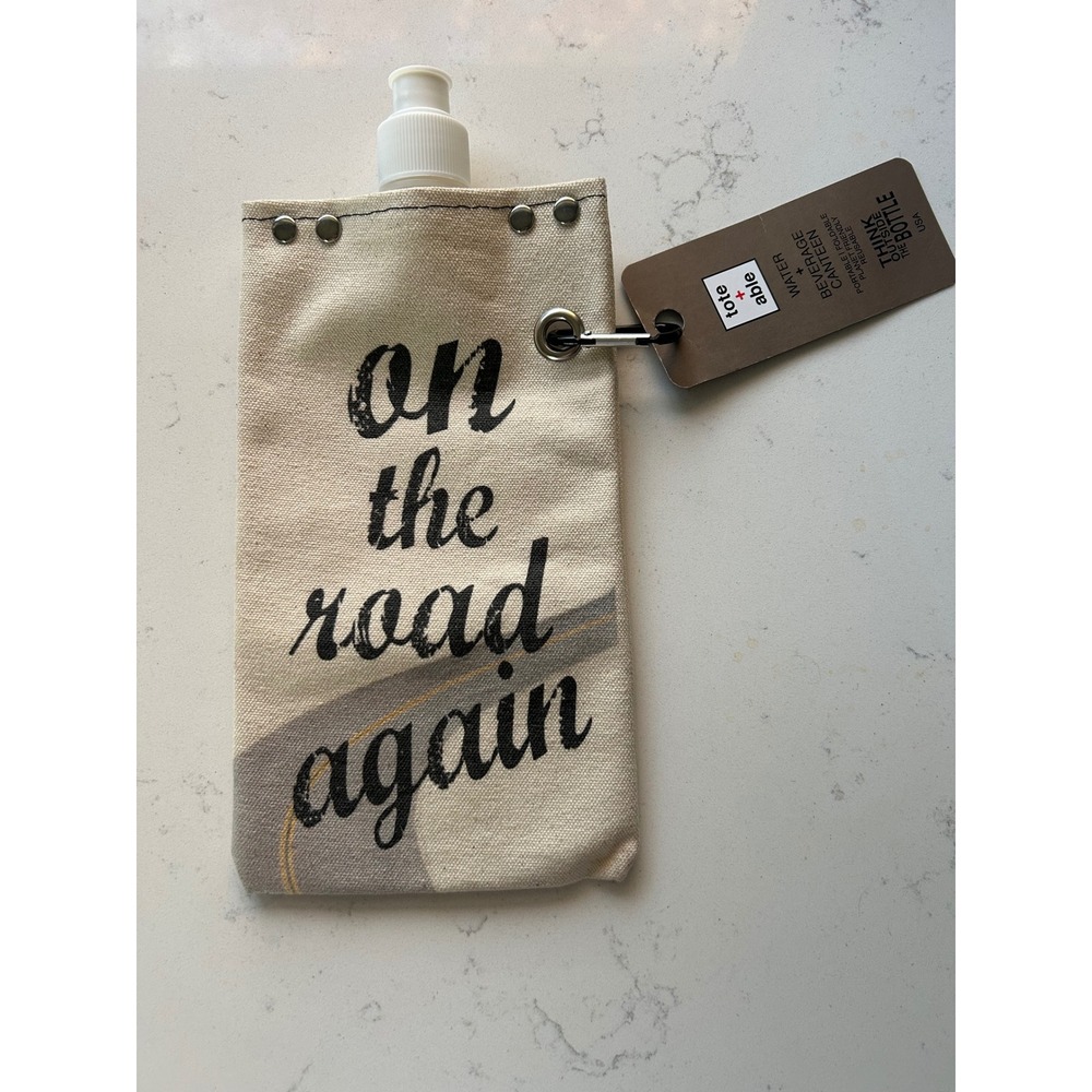 Tote‎ Able Reusable Water Beverage Canteen On The Road Again Portable Foldable